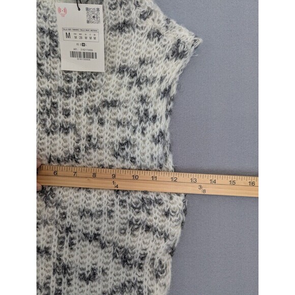 Zara Cream and Black Sleeveless Alpaca Wool Blend Sweater M - Picture 12 of 13